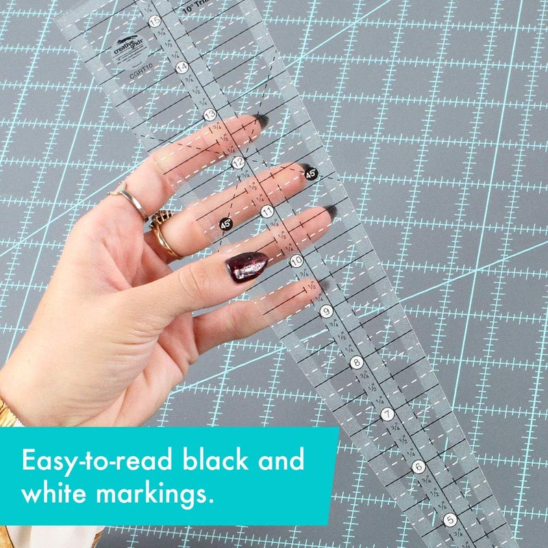 Creative Grids 10 Degree Triangle Ruler â€“ CGRT10 â€“ Made in USA, 3-1/4in x 16in, Non-Slip Grip Acrylic Quilting, Sewing, Crafting, Patchwork Ruler & Template - Image 3